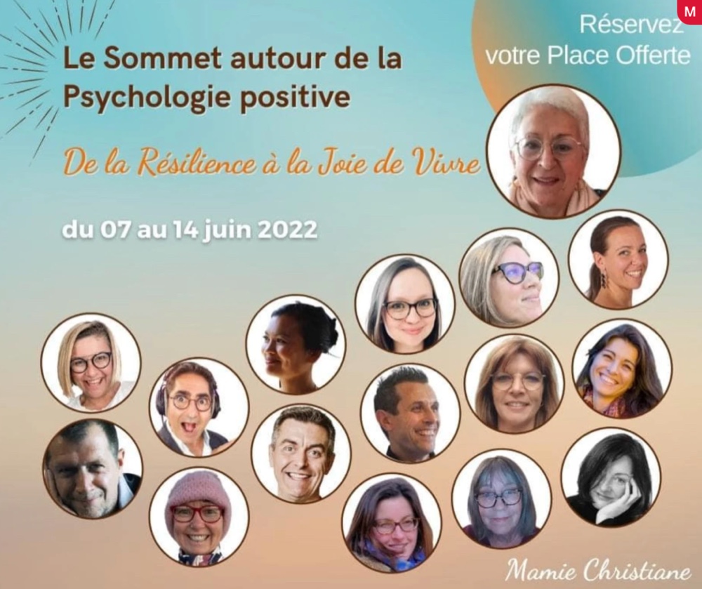 Affiche du Sommet autour de la Psychologie positive, De la Résilience à la Joie de Vivre, juin 2022